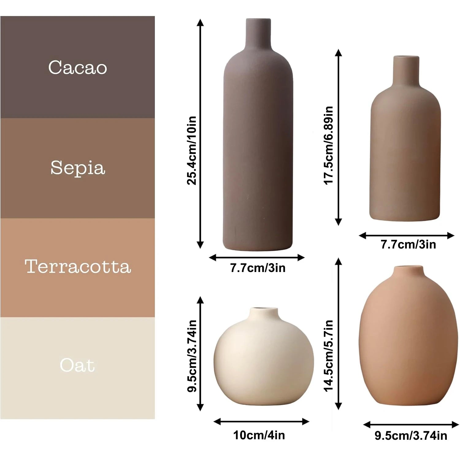 Collection de vases minimalistes en céramique pour intérieur contemporain.